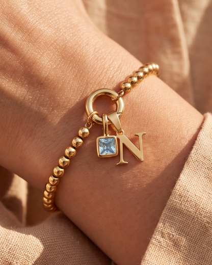Bracelet Romma (Initiale & Pierre de naissance)