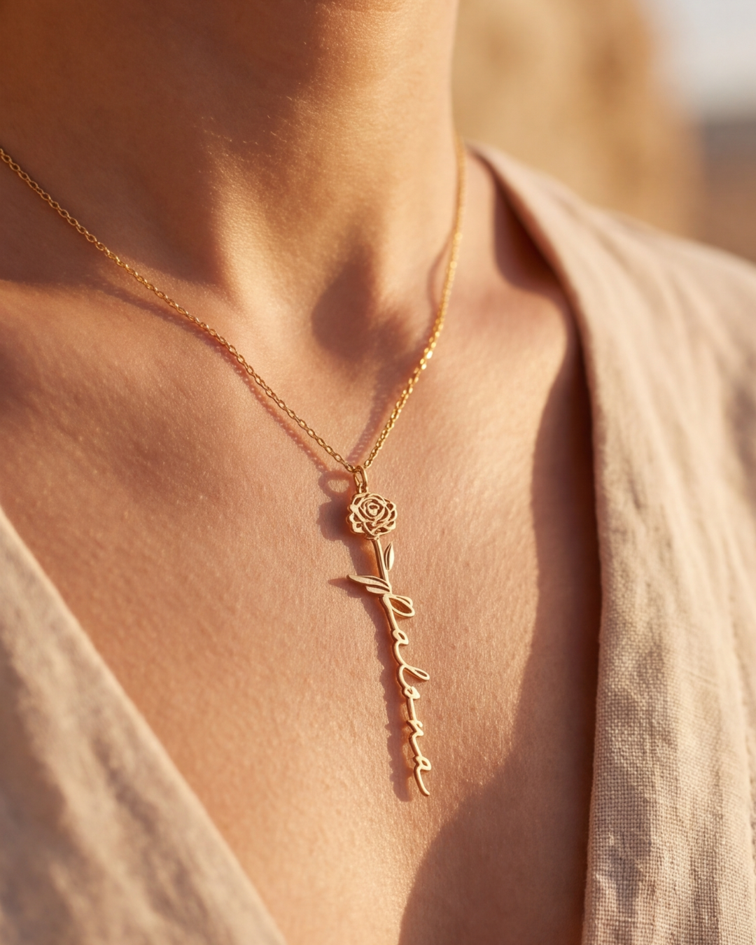 Collier Elamy (Prénom & Fleur de naissance)