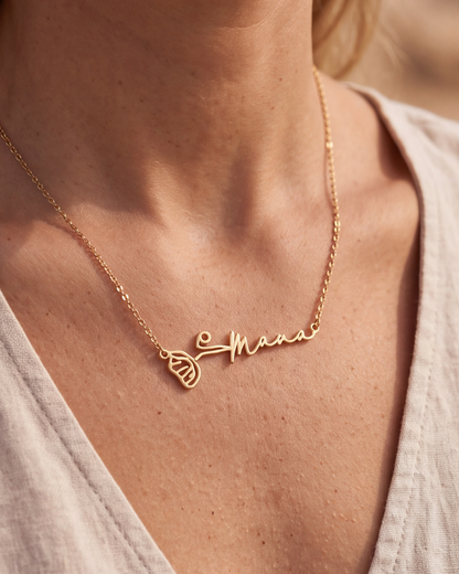 Collier Neura (Prénom & Fleur de naissance)